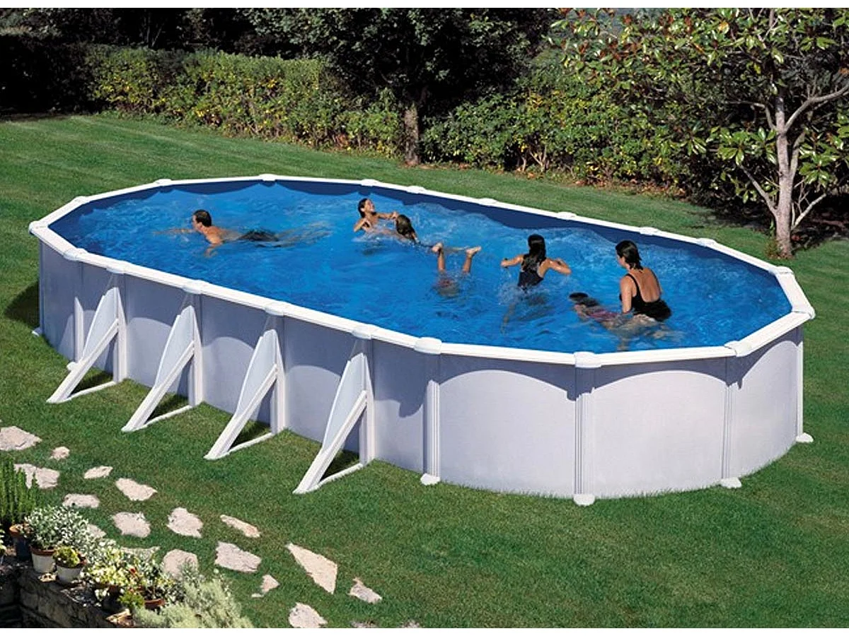 Piscine acier blanc Atlantis ovale 10,20 x 5,75 x 1,32 m - Gré