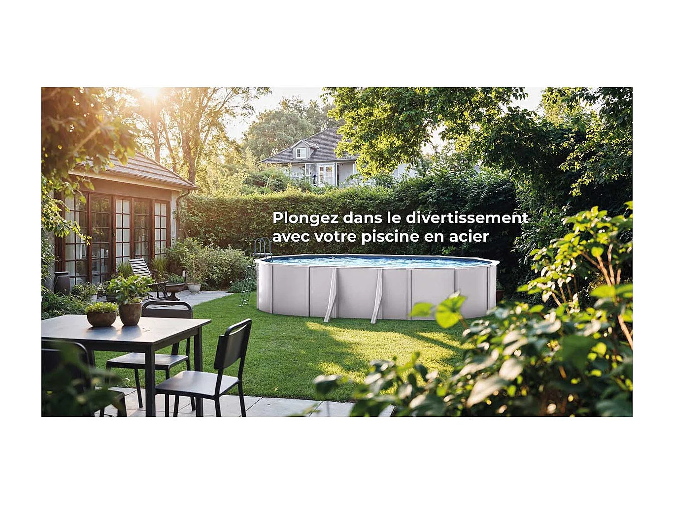 Piscine acier blanc Atlantis ovale 10,20 x 5,75 x 1,32 m - Gré