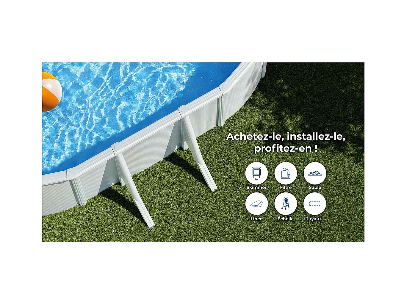 Piscine acier blanc Atlantis ovale 5,27 x 3,27 x 1,32 m - Gré