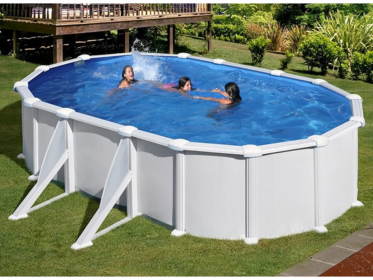 Piscine acier blanc Atlantis ovale 5,27 x 3,27 x 1,32 m - Gré