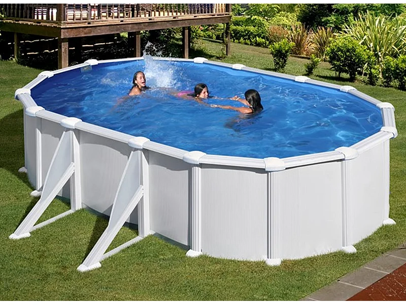 Piscine acier blanc Atlantis ovale 5,27 x 3,27 x 1,32 m - Gré