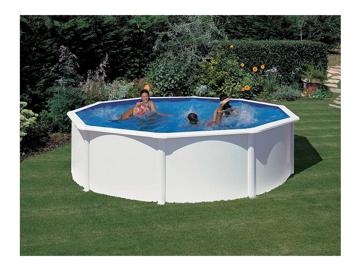 Piscine acier blanc Fidji ronde 4,80 x 1,22 m - Gré