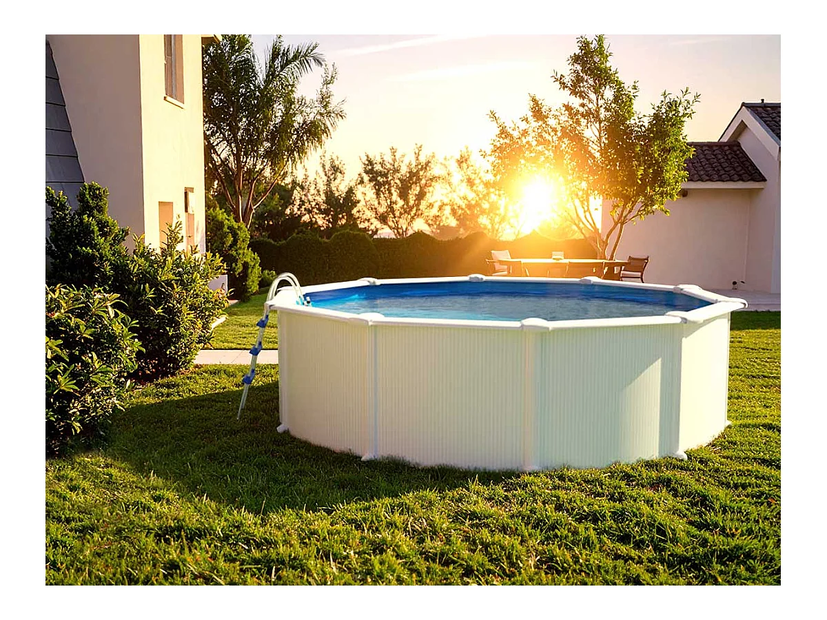 Piscine acier blanc Fidji ronde 4,80 x 1,22 m - Gré