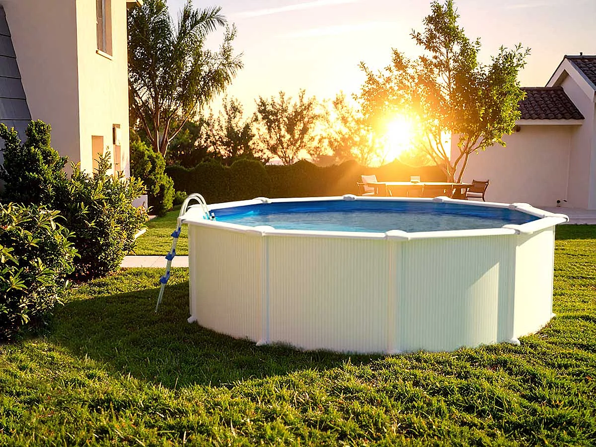 Piscine acier blanc Fidji ronde 4,80 x 1,22 m - Gré