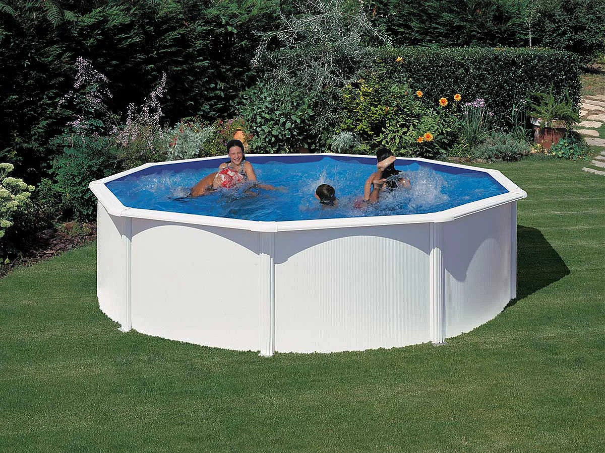 Piscine acier blanc Fidji ronde 4,80 x 1,22 m - Gré
