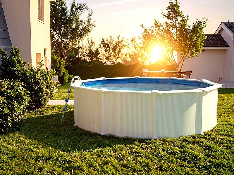 Piscine acier blanc Fidji ronde 4,80 x 1,22 m - Gré
