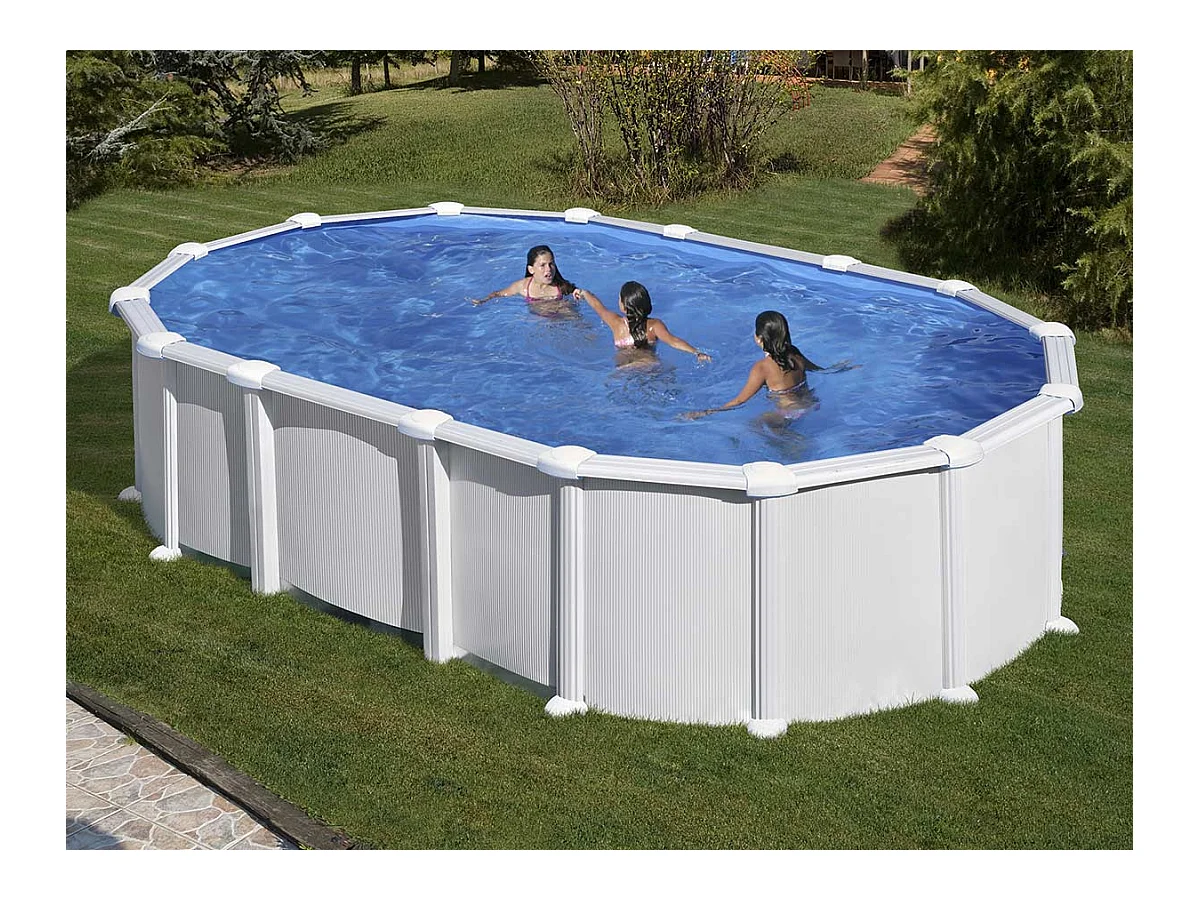 Piscine acier blanc Haïti ovale 6,34 x 3,99 x 1,32 m - Gré