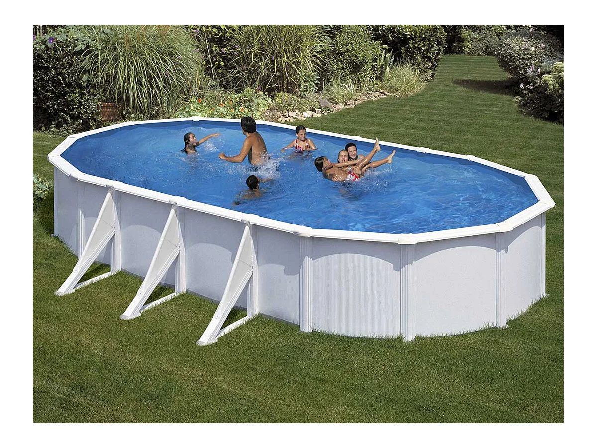 Piscine acier blanc Fidji ovale 7,44 x 3,99 x 1,22 m - Gré