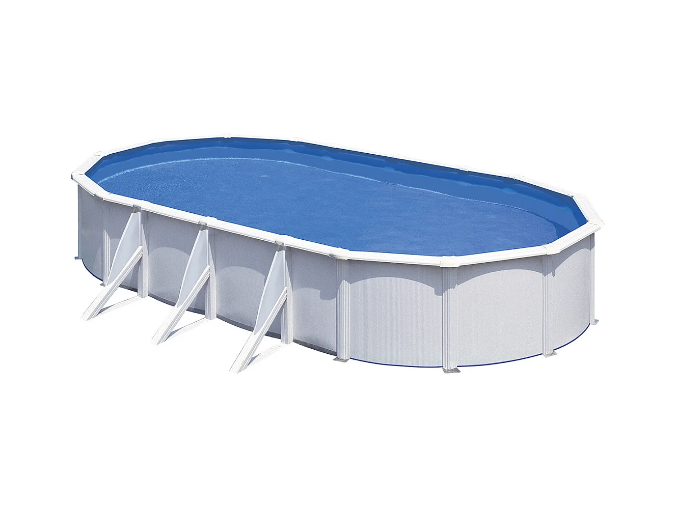 Piscine acier blanc Fidji ovale 7,44 x 3,99 x 1,22 m - Gré