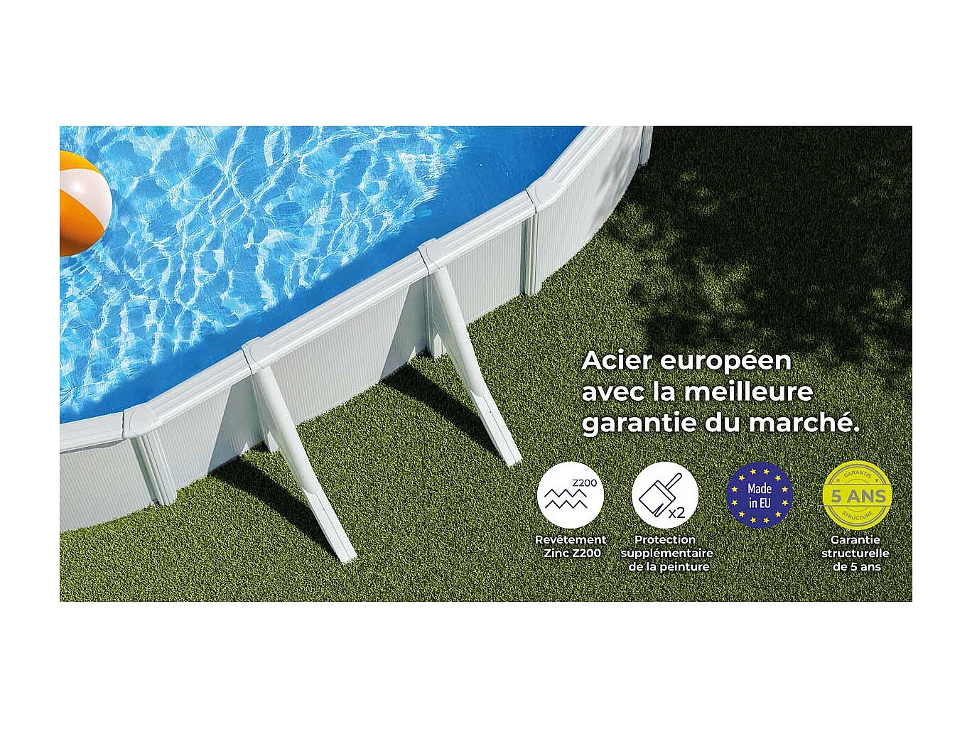 Piscine ovale acier Gré Fidji - 7,30 x 3,75 x 1,20 m