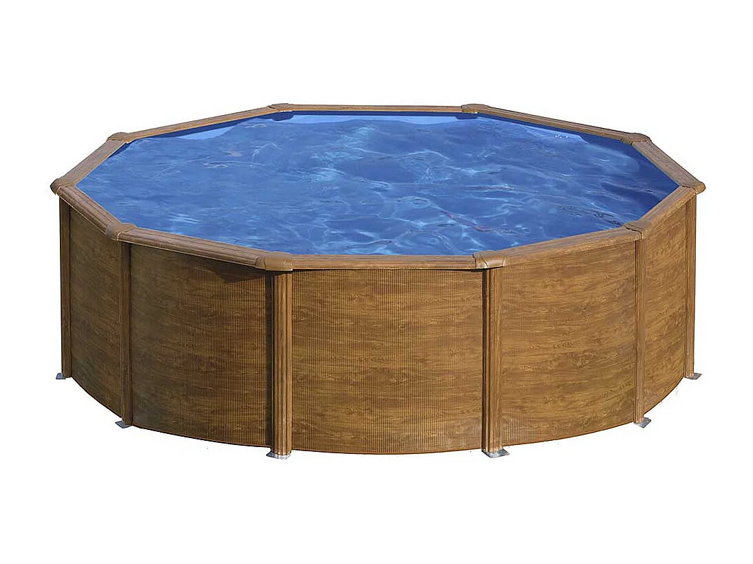 Piscine acier aspect bois Sicilia ronde 3,20 x 1,22 m - Gré