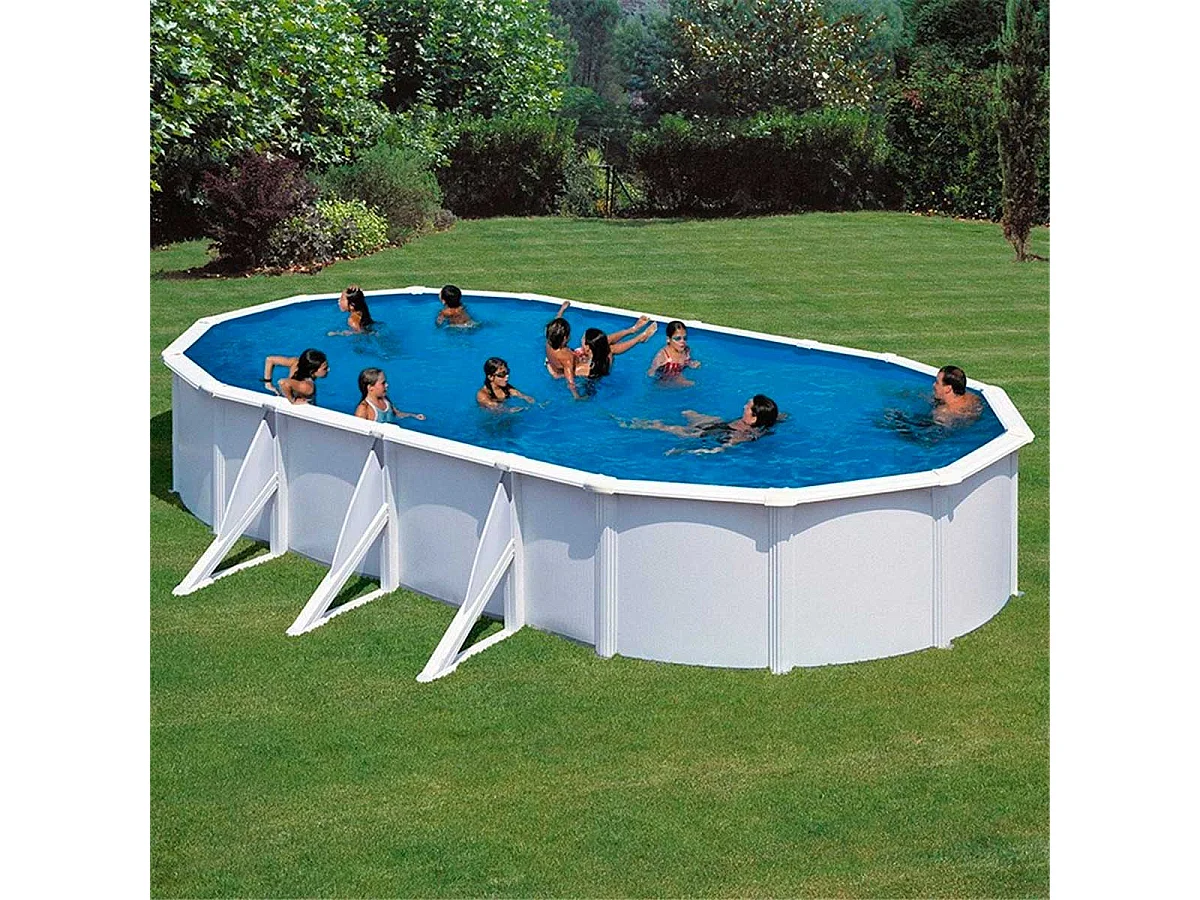 Piscine acier blanc Atlantis ovale 9,20 x 5,05 x 1,32 m - Gré