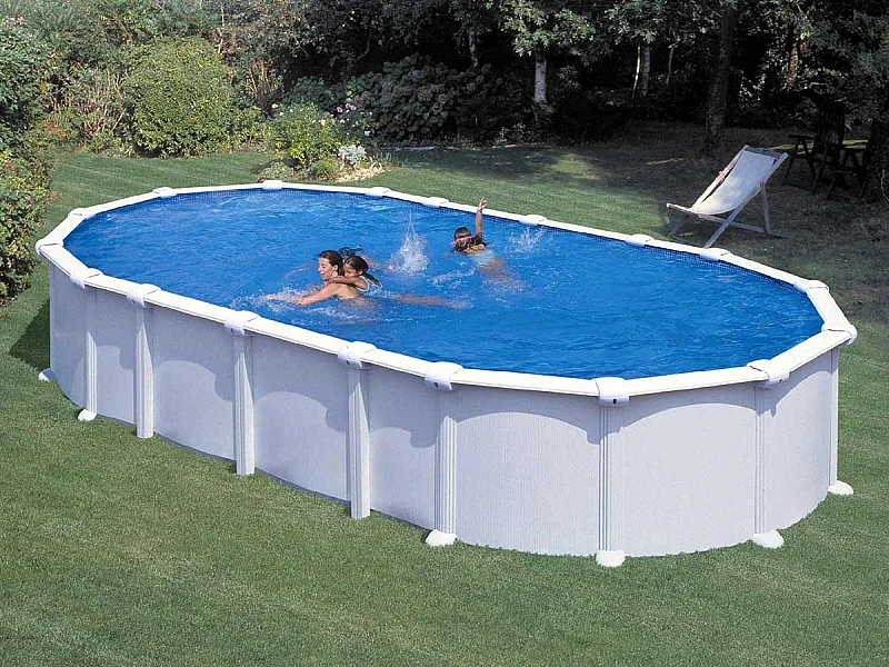 Piscine acier blanc Haïti ovale 7,44 x 3,99 x 1,32 m - Gré