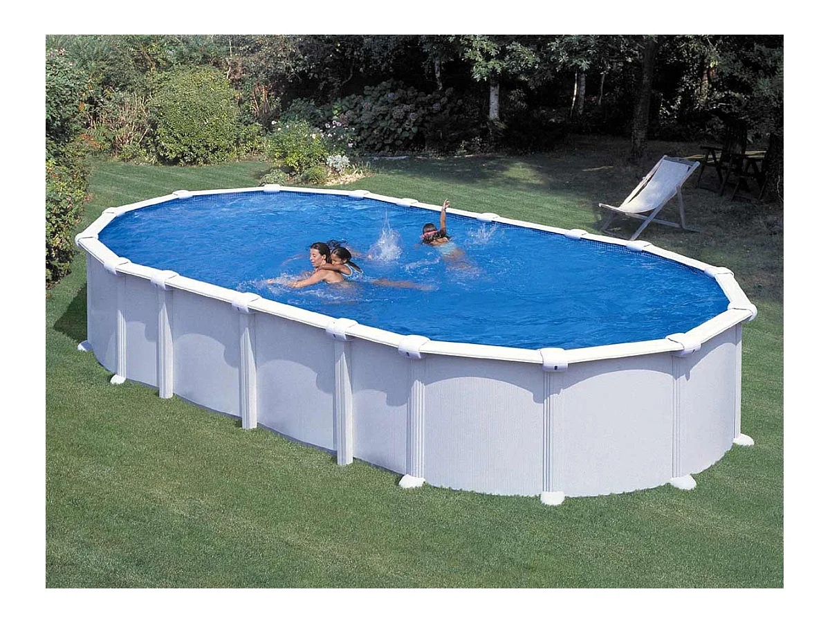 Piscine acier blanc Haïti ovale 7,44 x 3,99 x 1,32 m - Gré