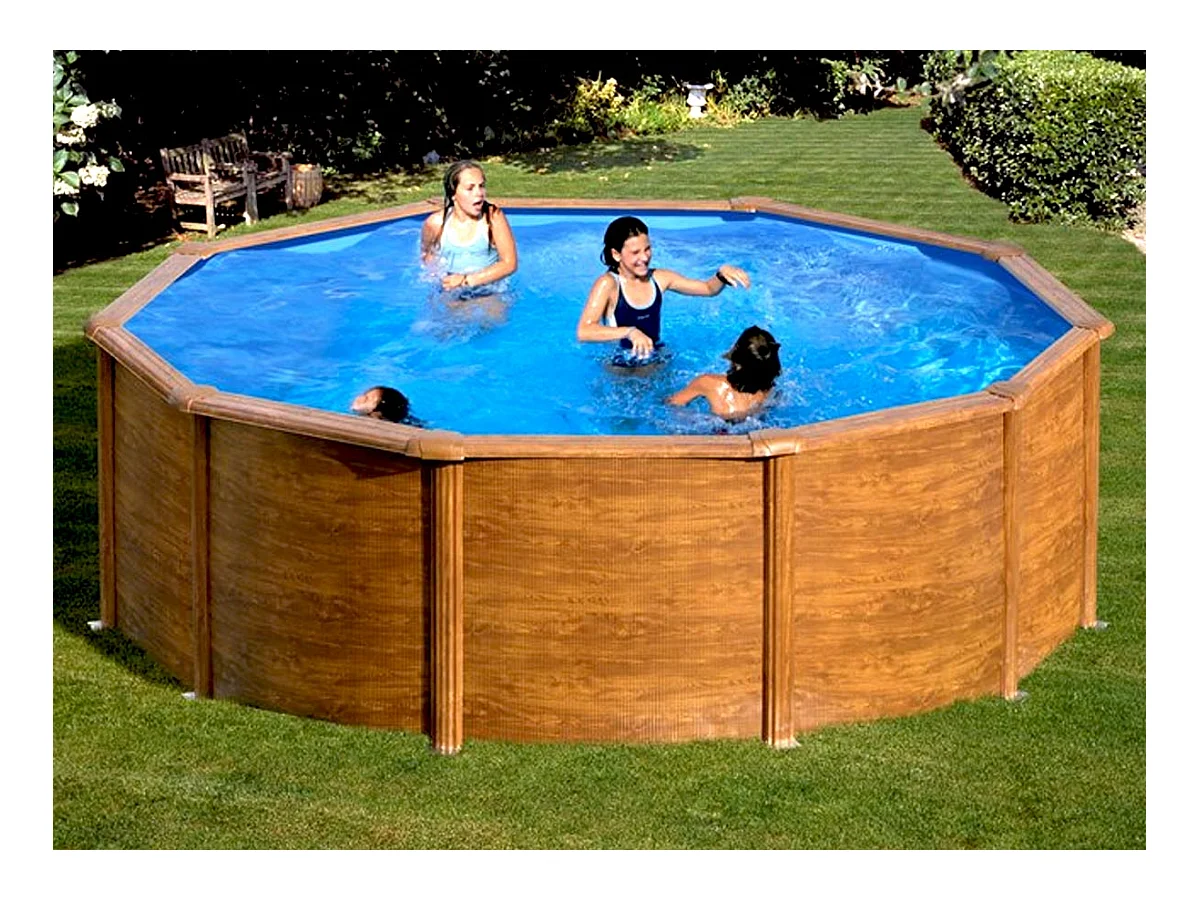 Piscine acier aspect bois Sicilia ronde 4,80 x 1,22 m - Gré