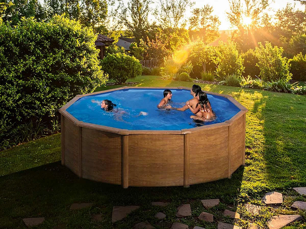 Piscine acier aspect bois Sicilia ronde 4,80 x 1,22 m - Gré