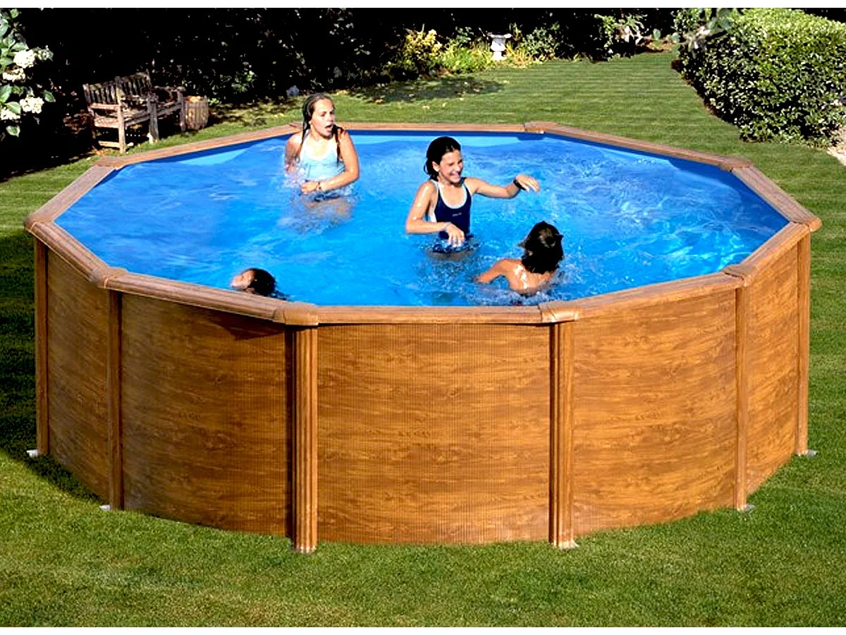 Piscine acier aspect bois Sicilia ronde 4,80 x 1,22 m - Gré