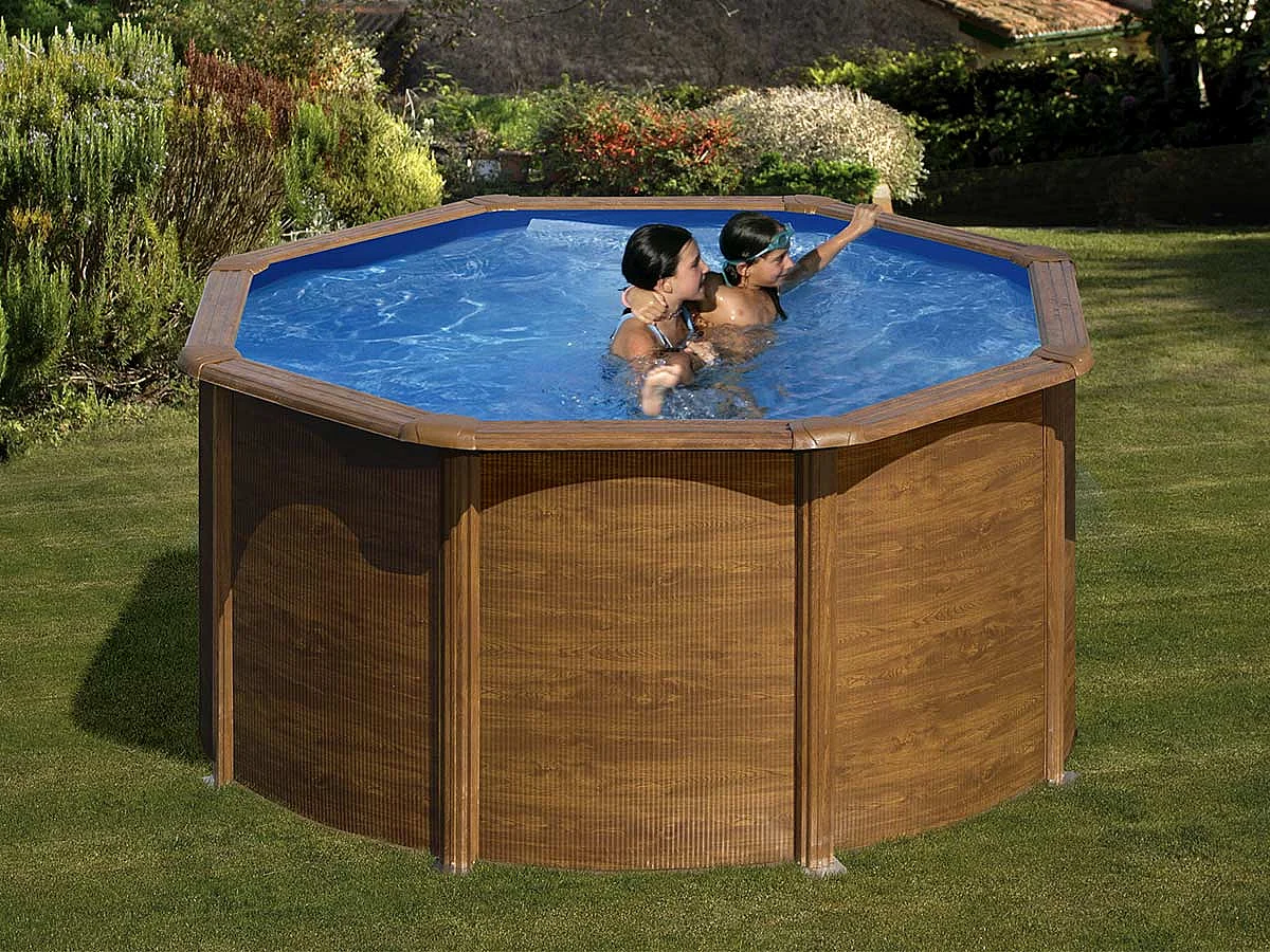 Piscina Pacific Gre redonda pared acero marrón Ø240x120 cm