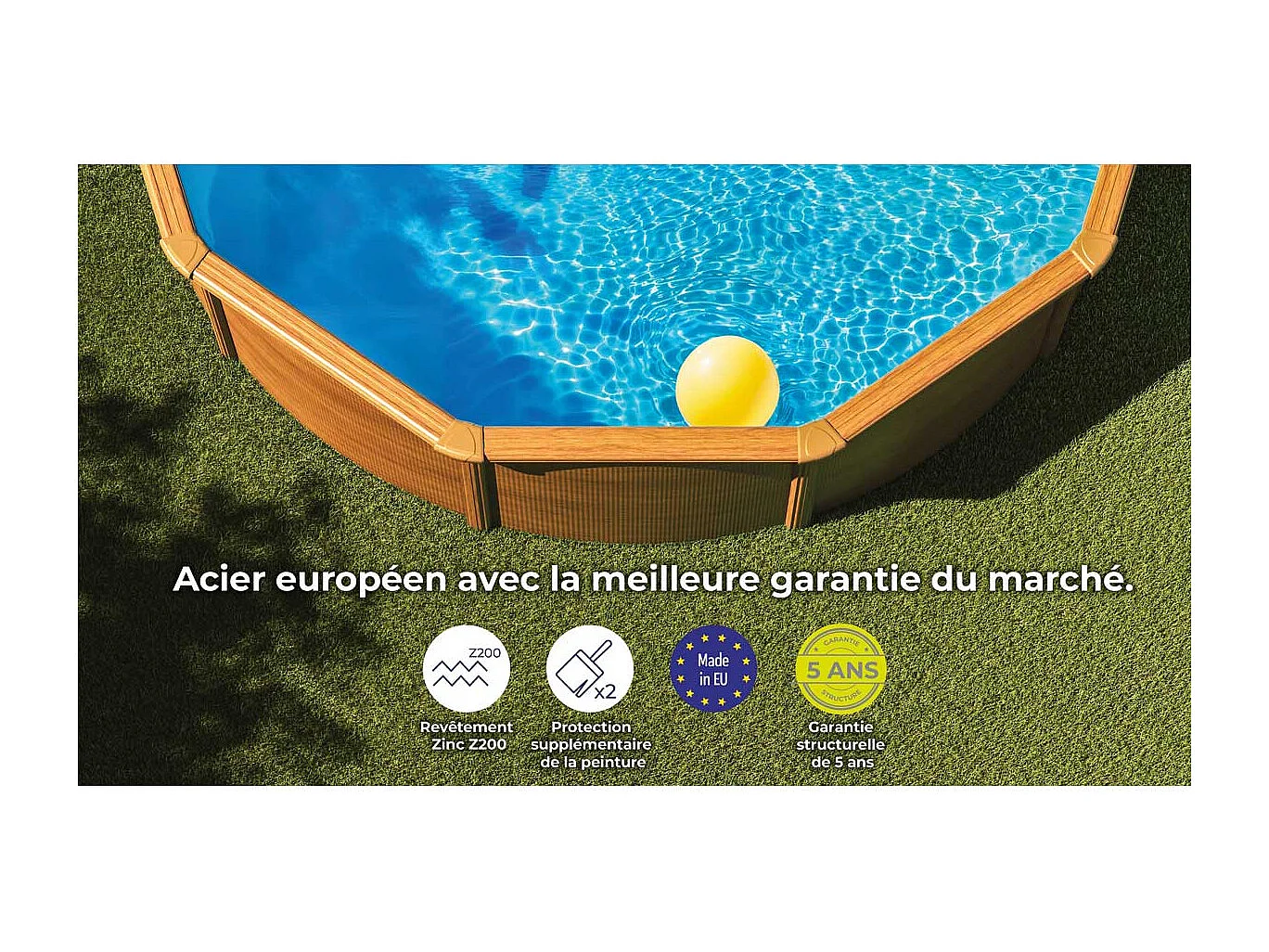 Piscina Pacific Gre redonda pared acero marrón Ø240x120 cm