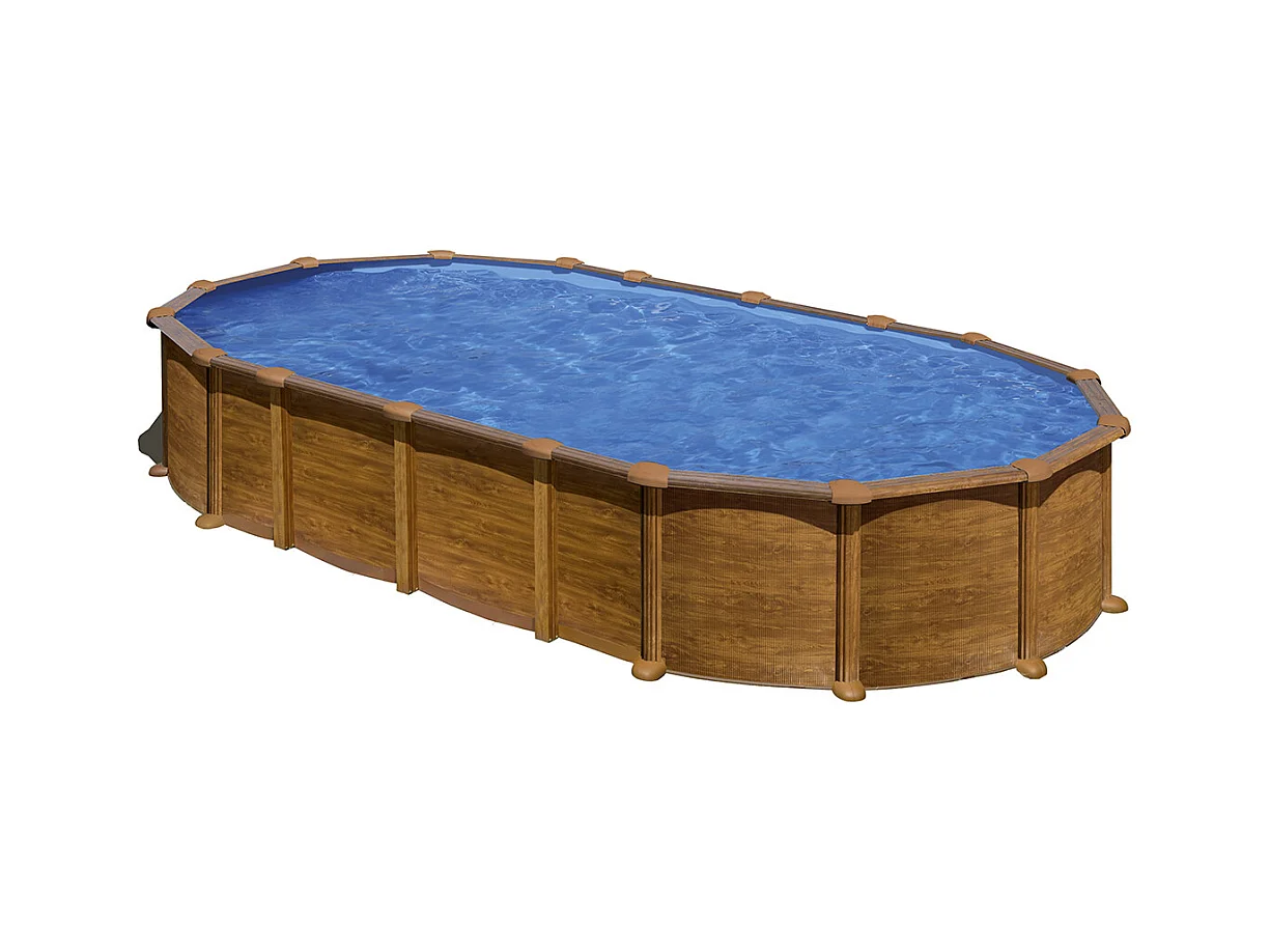 Piscine acier aspect bois Amazonia ovale 7,44 x 3,99 x 1,32 m - Gré