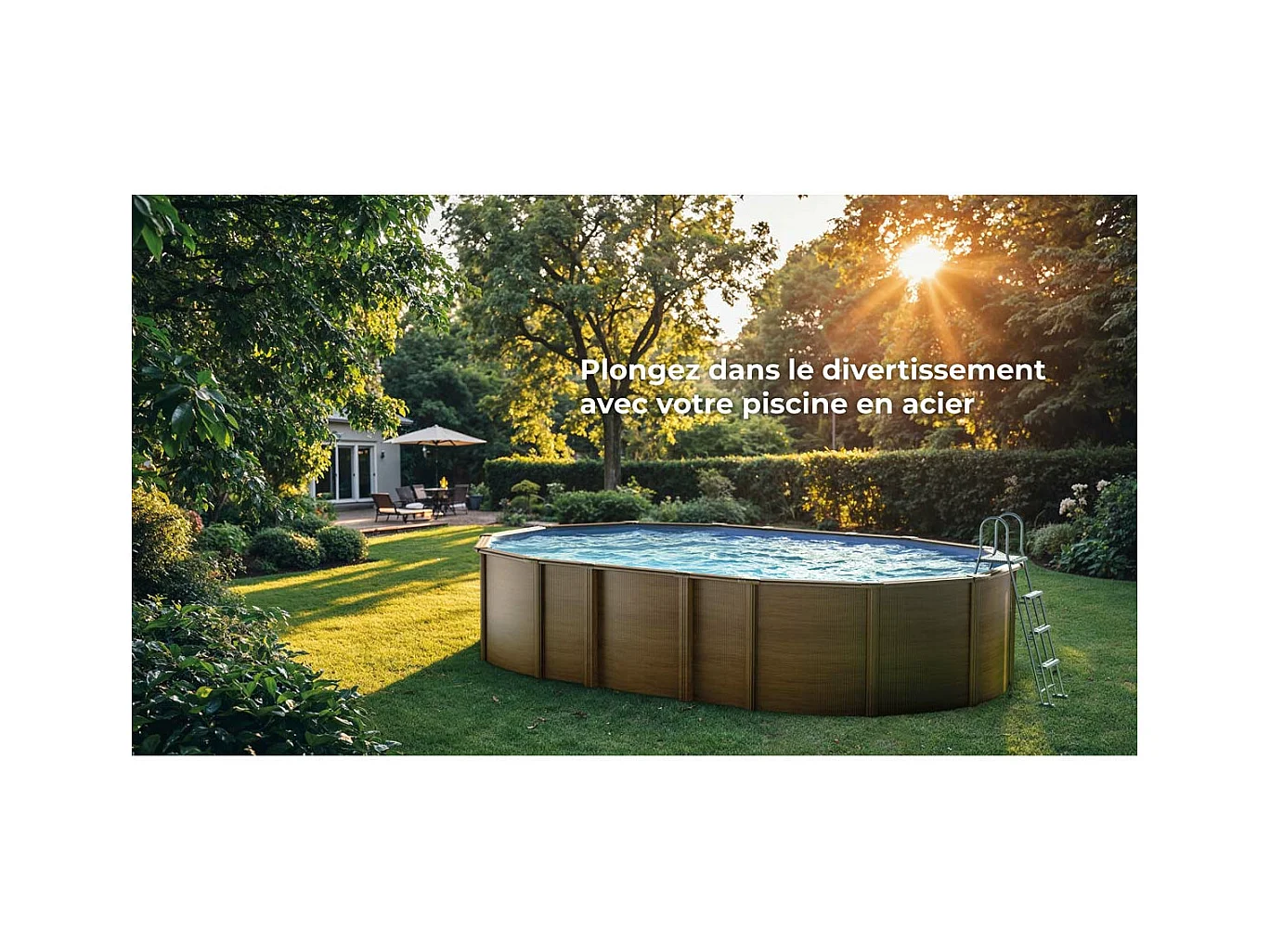 Piscine acier aspect bois Amazonia ovale 7,44 x 3,99 x 1,32 m - Gré