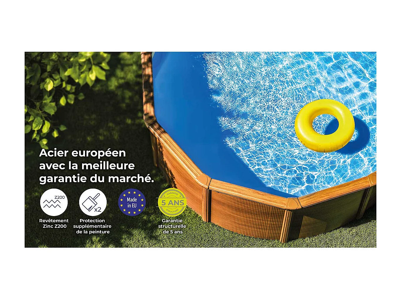 Piscine acier aspect bois Amazonia ovale 7,44 x 3,99 x 1,32 m - Gré