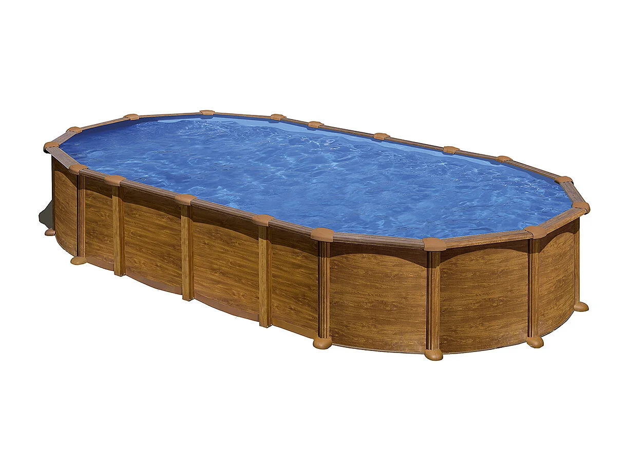Piscine acier aspect bois Amazonia ovale 7,44 x 3,99 x 1,32 m - Gré