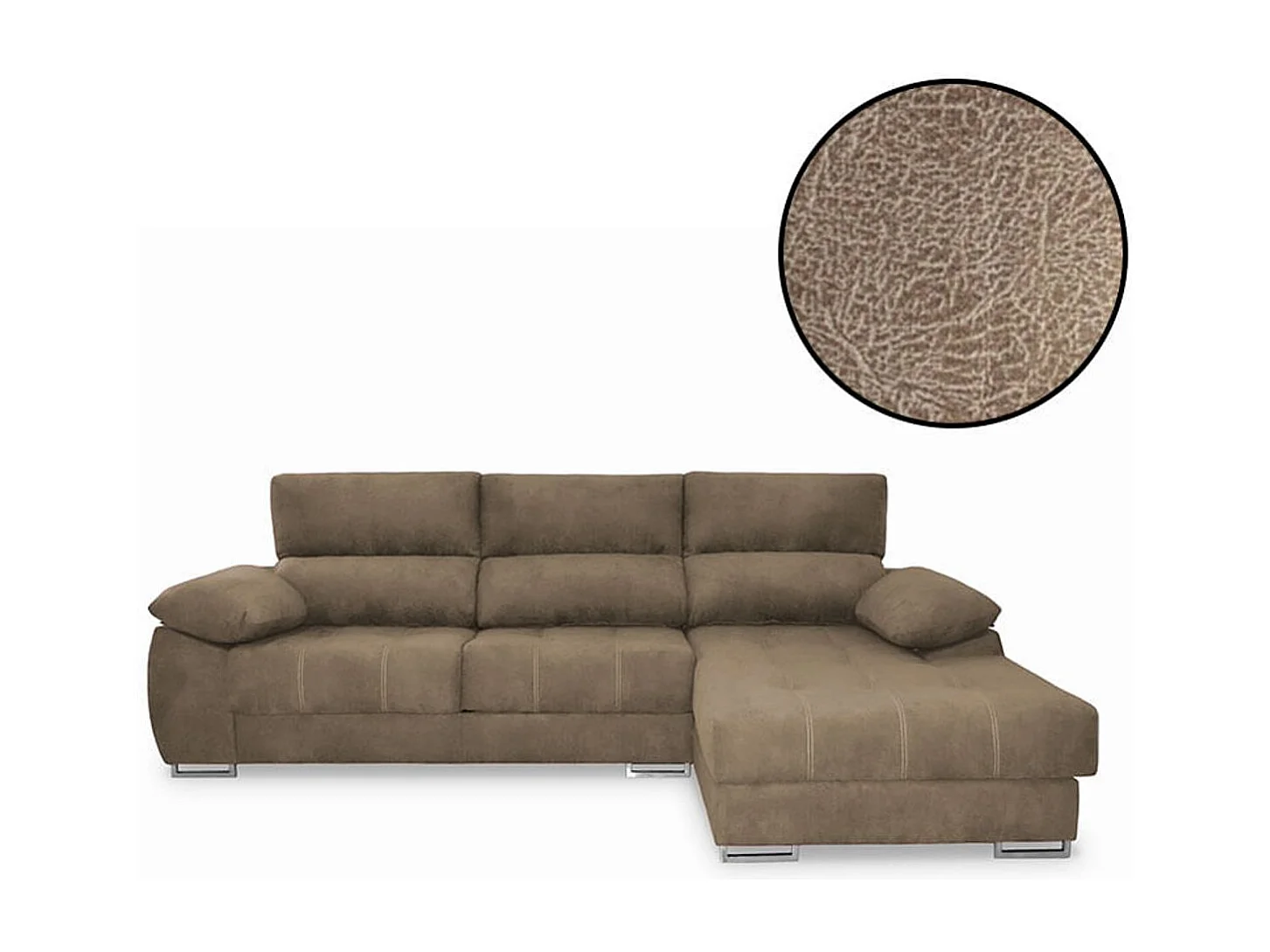 Sofá chaiselongue Paolo con USB vf derecha opera gris