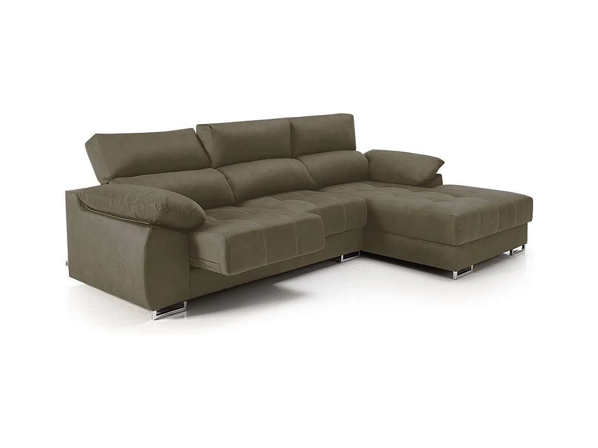 Sofá chaiselongue Paolo con USB vf derecha opera gris