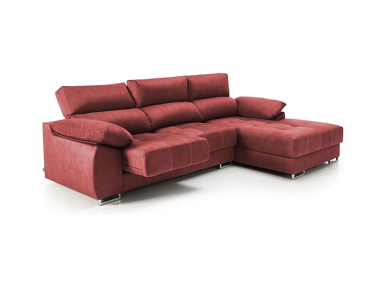 Sofá chaiselongue Paolo con USB vf derecha opera marsala