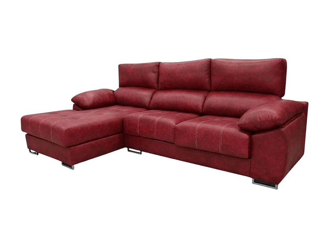 Sofá chaiselongue izquierda Paolo 3 plazas con USB tela Opera rojo 300 cm