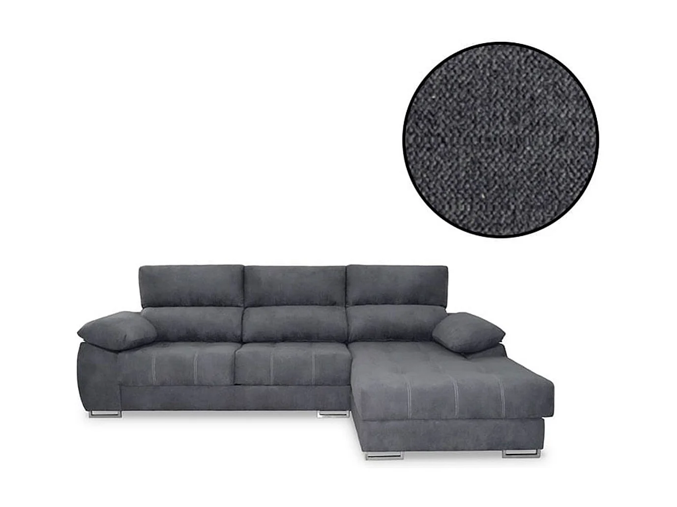 Sofá chaiselongue Paolo con USB vf derecha bronx antracita