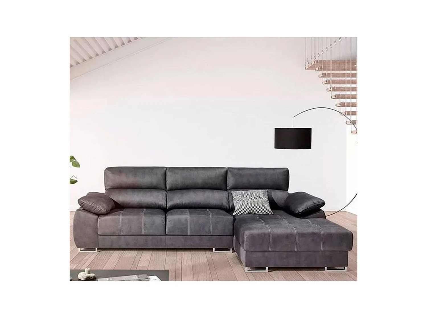Sofá chaiselongue Paolo con USB vf derecha bronx antracita