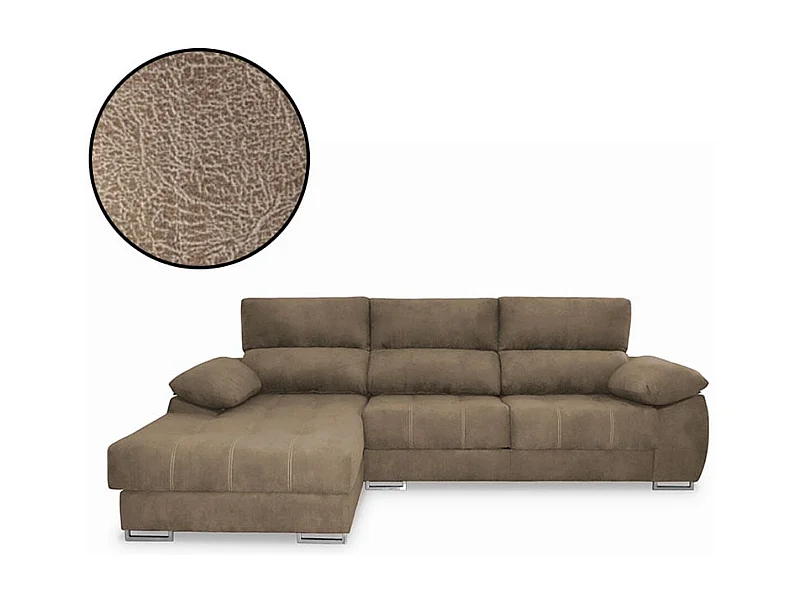 Sofá chaiselongue Paolo con USB vf izquierda opera gris