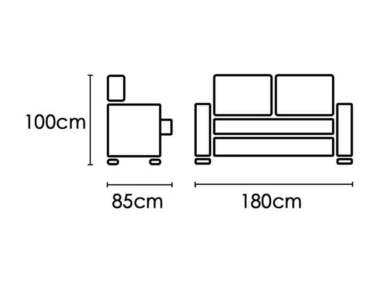 Sofá 3 plazas Málaga tapizado tela nevada 2 beige 100x180x85 cm