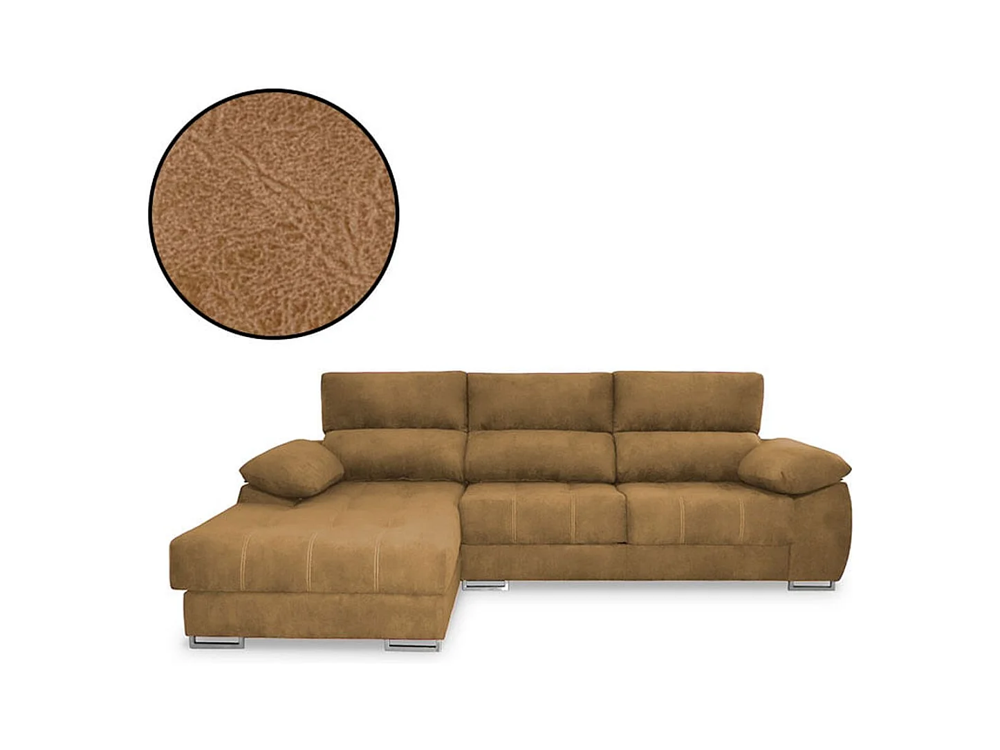 Sofá chaiselongue Paolo con USB vf izquierda opera piedra