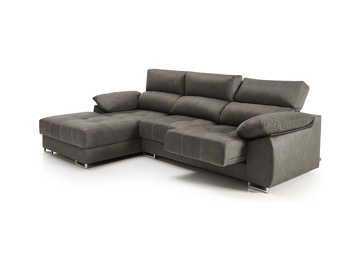 Sofá chaiselongue Paolo con USB vf izquierda bronx gris