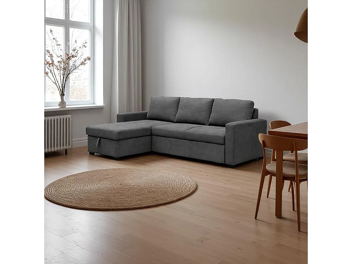 Sofá cama chaiselongue Paton 3 plazas con arcón marengo 93x229x153 cm