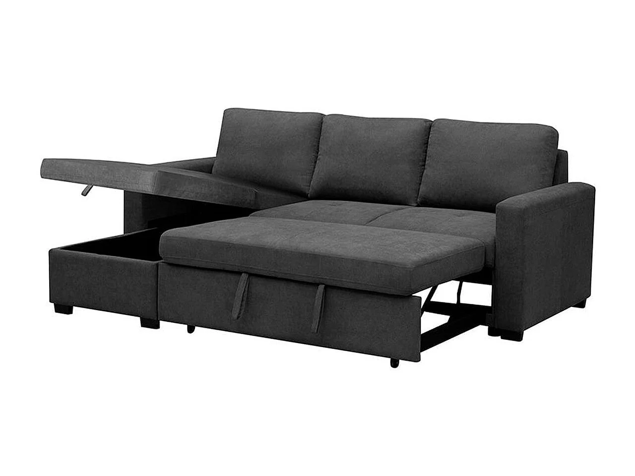 Sofá cama chaiselongue Paton 3 plazas con arcón marengo 93x229x153 cm