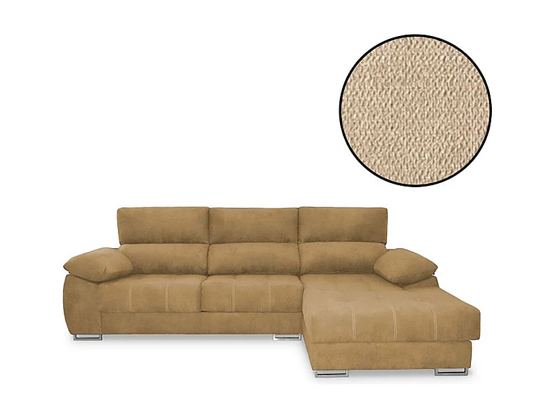 Sofá chaiselongue Paolo con USB vf derecha bronx beige