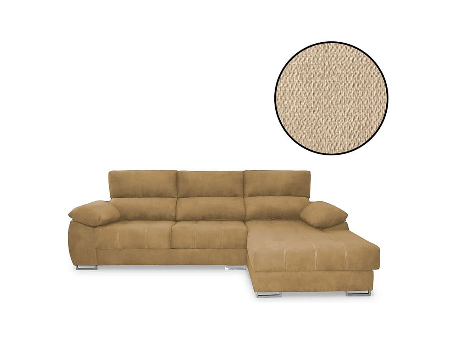 Sofá chaiselongue Paolo con USB vf derecha bronx beige