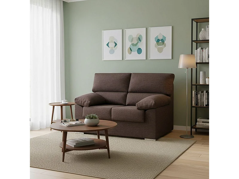 Sofá 2 plazas Málaga tapizado tela nevada 5 choco 100x140x85 cm