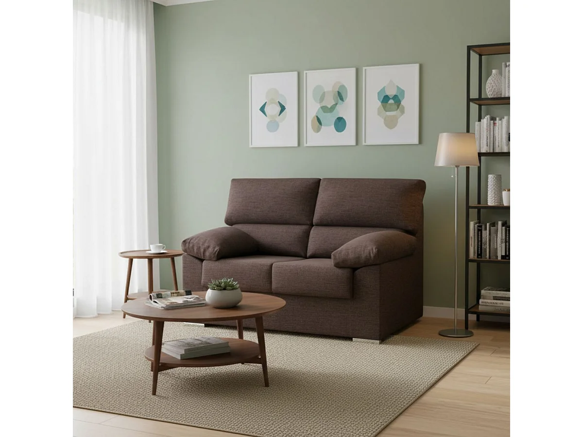 Sofá 2 plazas Málaga tapizado tela nevada 5 choco 100x140x85 cm