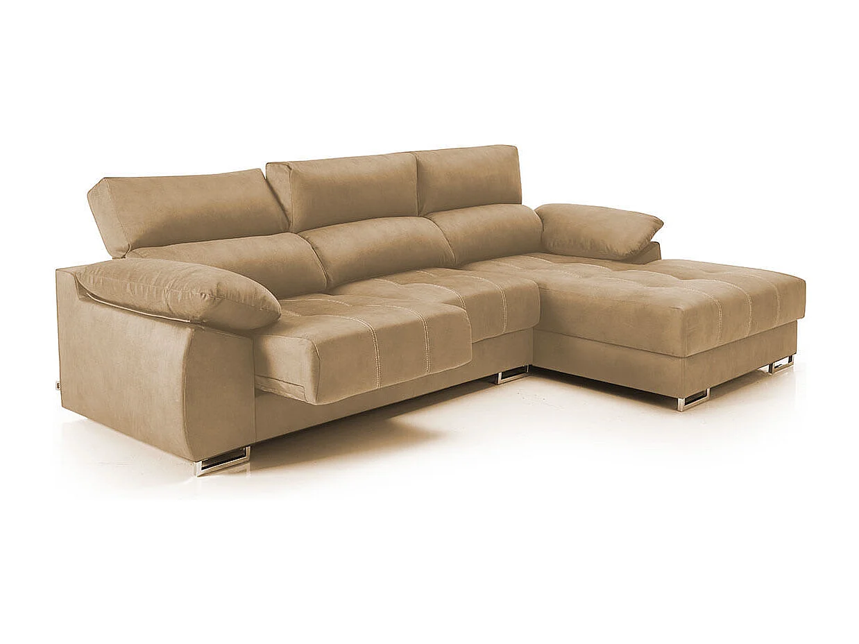 Sofá chaiselongue Paolo con USB vf derecha bronx piedra