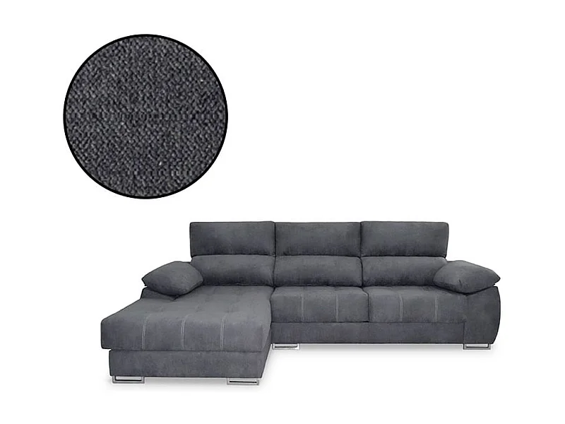 Sofá chaiselongue Paolo con USB vf izquierda bronx antracita