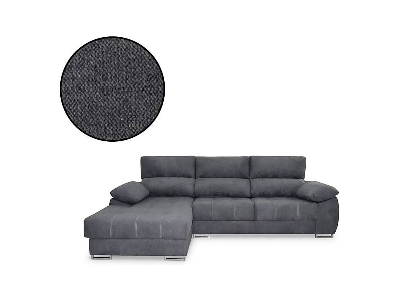 Sofá chaiselongue Paolo con USB vf izquierda bronx antracita