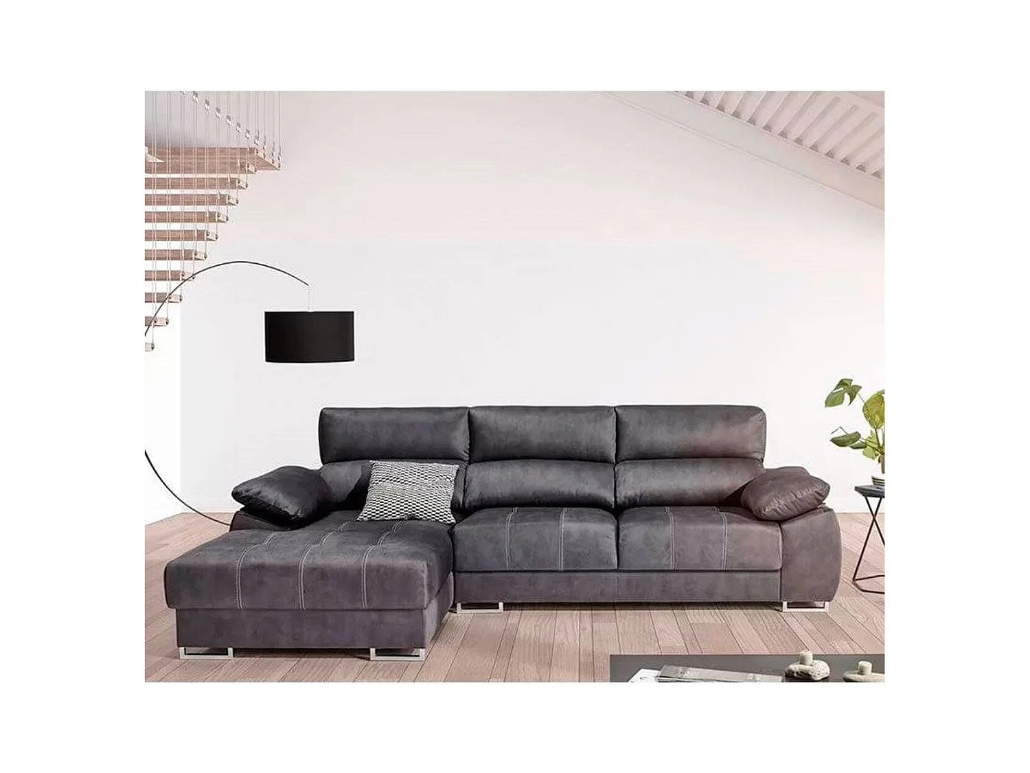 Sofá chaiselongue Paolo con USB vf izquierda bronx antracita