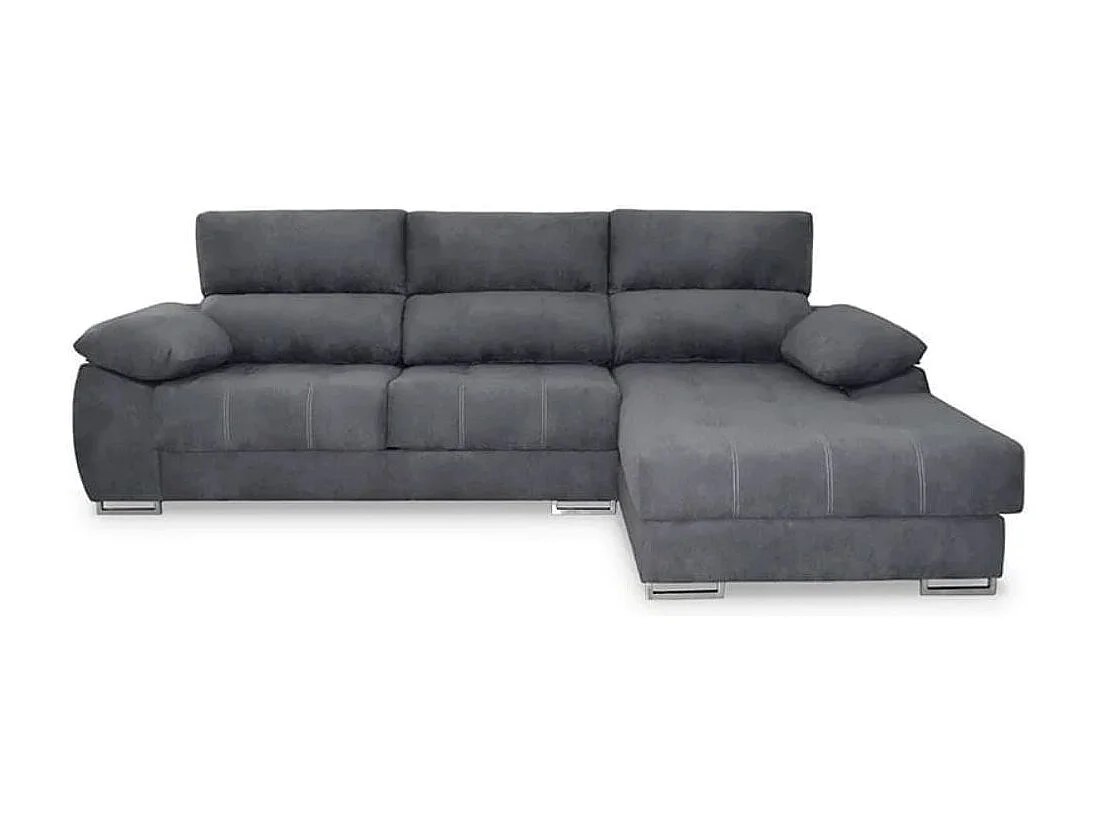 Sofá chaiselongue derecha Paolo 3 plazas con USB tela Opera antracita 300 cm