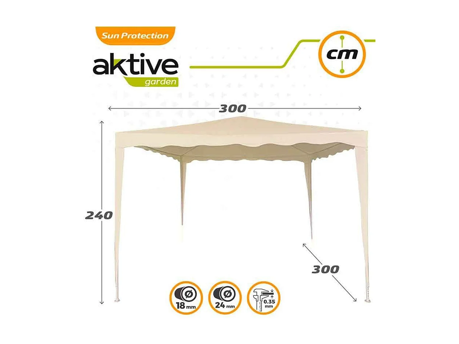 Cenador Aktive poliéster crema 240x300x300 cm