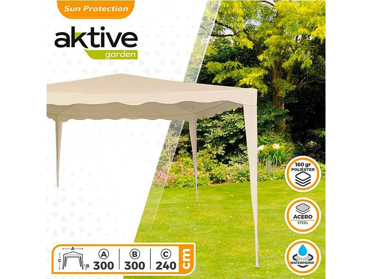 Cenador Aktive poliéster crema 240x300x300 cm